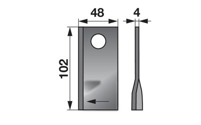 Nůž rotačky pravý (25ks) 102x48x4, d=19,0 - 