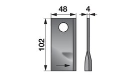 Nůž rotačky levý (25ks) 102x48x4, d=19,0