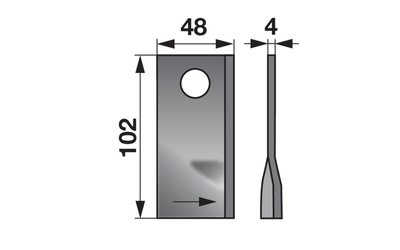 Nůž rotačky levý (25ks) 102x48x4, d=19,0 - 