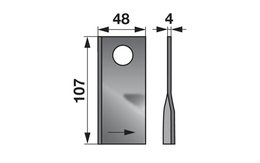 Nůž rotačky levý (25ks) 107x48x4, d=19,0