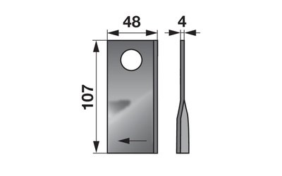 Nůž rotačky pravý (25ks) 107x48x4, d=19,0 - 