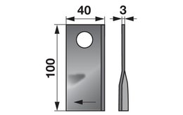 Nůž rotačky pravý (25ks) 100x40x3, d=19,0