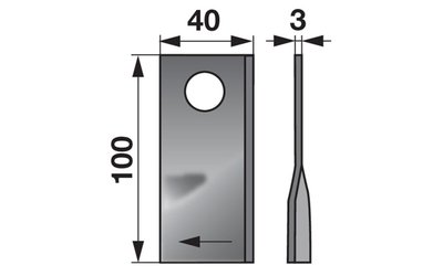 Nůž rotačky pravý (25ks) 100x40x3, d=19,0 - 