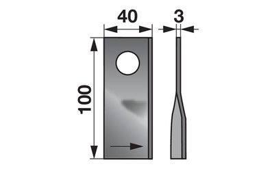 Nůž rotačky levý (25ks) 100x40x3, d=19,0 - 