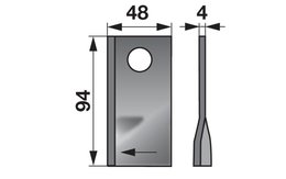 Nůž rotačky pravý (25ks) 94x48x4, d=19,0