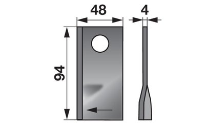 Nůž rotačky pravý (25ks) 94x48x4, d=19,0 - 