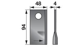 Nůž rotačky levý (25ks) 94x48x4, d=19,0