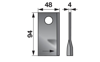 Nůž rotačky levý (25ks) 94x48x4, d=19,0 - 