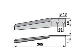 Nůž rotačních bran pravý, 60 x 10 x 365 mm Maschio