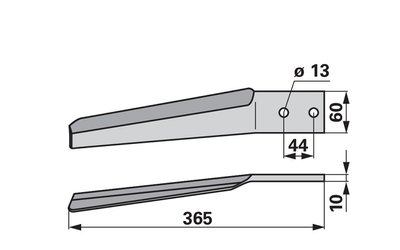 Nůž rotačních bran pravý, 60 x 10 x 365 mm Maschio - 