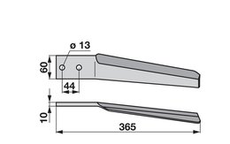 Nůž rotačních bran levý, 60 x 10 x 365 mm Maschio