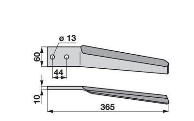 Nůž rotačních bran levý, 60 x 10 x 365 mm Maschio - 