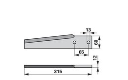 Nůž rotačních bran rovný, 60 x 12 x 315 mm Perugini
