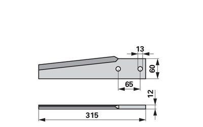 Nůž rotačních bran rovný, 60 x 12 x 315 mm Perugini - 