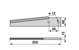 Nůž rotačních bran rovný, 60 x 12 x 350 mm Breviglieri