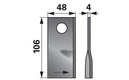 Nůž rotačky levý (20ks) 106x48x4, d=19,0