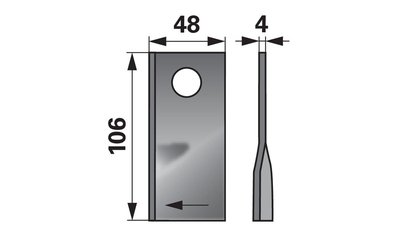 Nůž rotačky pravý (20ks) 106x48x4, d=19,0 - 