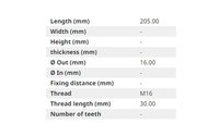 Palec šneku M16 - L=205 mm - 
