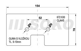 154x78x10 Gumová lopatka elevátoru