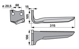 Nůž rotačních bran levý Howard 7300185599V