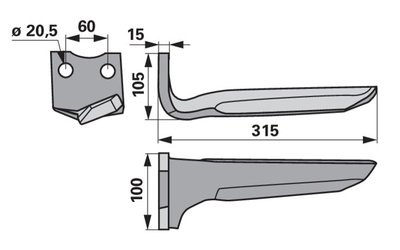 Nůž rotačních bran levý Howard 7300185599V - 