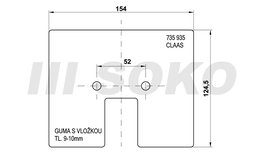 154x124x10 Gumová lopatka elevátoru