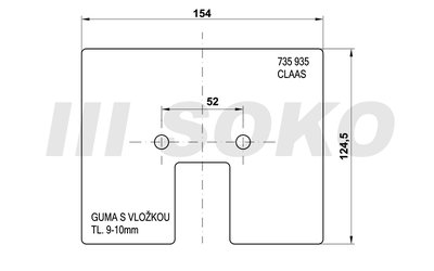 154x124x10 Gumová lopatka elevátoru - 