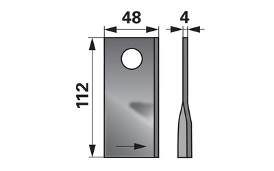 Nůž rotačky levý (25ks) 112x48x4, d=19,0 - 