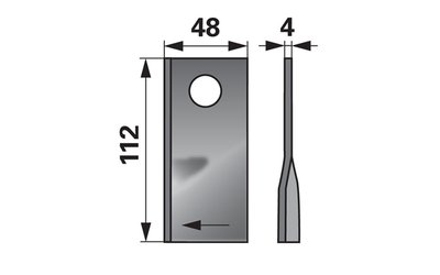 Nůž rotačky pravý (25ks) 112x48x4, d=19,0 - 