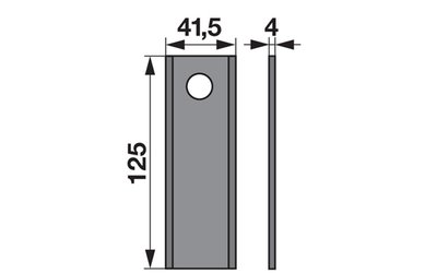 Nůž rotačky rovný (25ks) 125x41,5x4, d=16,5 - 