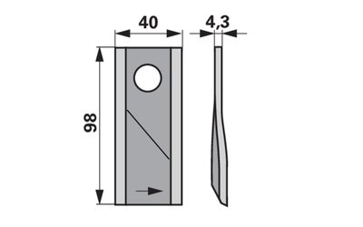 Nůž rotačky levý (25ks) 98x40x4,3 , d=16,25 - 