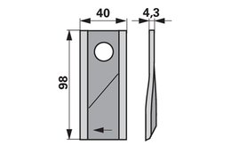 Nůž rotačky pravý (25ks) 98x40x4,3 , d=16,25