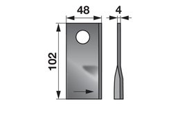 Nůž rotačky levý (20ks) 102x48x4, d=19,0