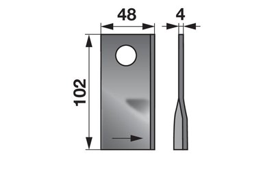 Nůž rotačky levý (20ks) 102x48x4, d=19,0 - 