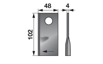 Nůž rotačky pravý (20ks) 102x48x4, d=19,0 - 