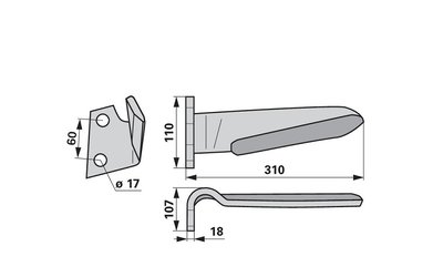 Nůž rotačních bran levý Alpego 7400 - 