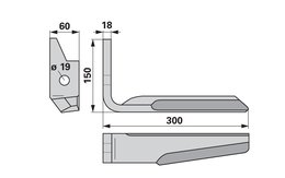  Nůž rotačních bran levý Amazone 954427