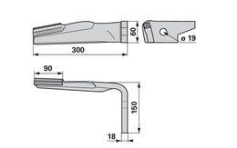 Nůž rotačních bran levý, s karbidem Amazone 954427H