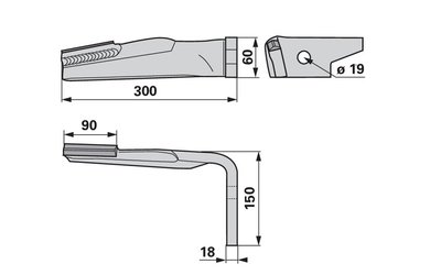 Nůž rotačních bran levý, s karbidem Amazone 954427H - 