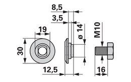 Šroub nože M10x1,5x16mm