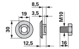 Šroub nože M10x1,5x16mm