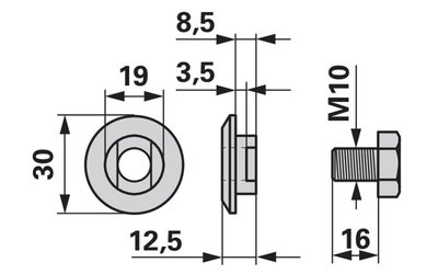 Šroub nože M10x1,5x16mm - 