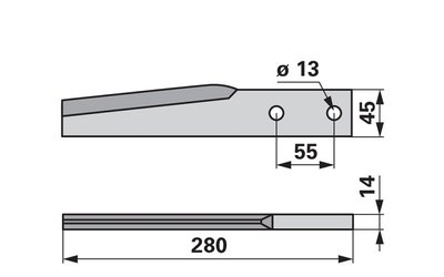  Nůž rotačních bran rovný Breviglieri 45x14x280 - 
