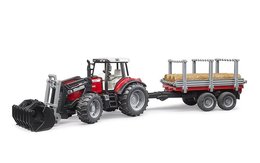  Traktor Massey Ferguson 7480 + vůz na klády