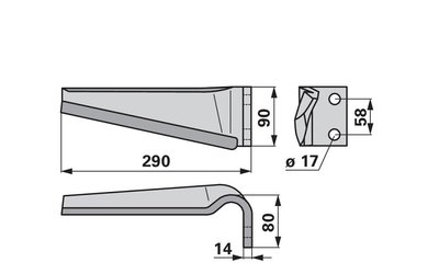  Nůž rotačních bran pravý Carraro 155216 - 