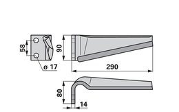 Nůž rotačních bran levý Carraro 155217