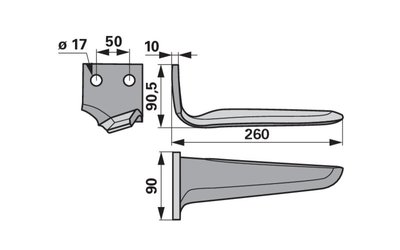 Nůž rotačních bran levý Celli 622732 - 