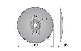 Disk podmítače hladký, 410 mm, 4 díry, roztečná kružnice 114 mm, síla 5 mm