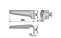 Nůž rotačních bran pravý Eberhardt 302141