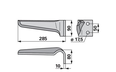 Nůž rotačních bran pravý Eberhardt 302141 - 